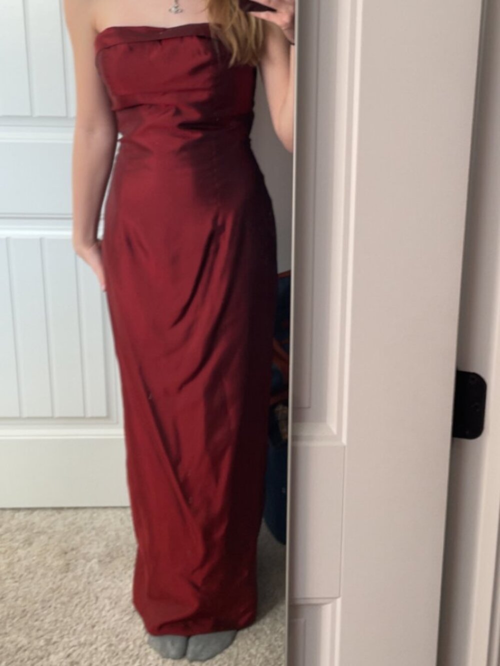Vintage Red and Black Strapless Formal Dress